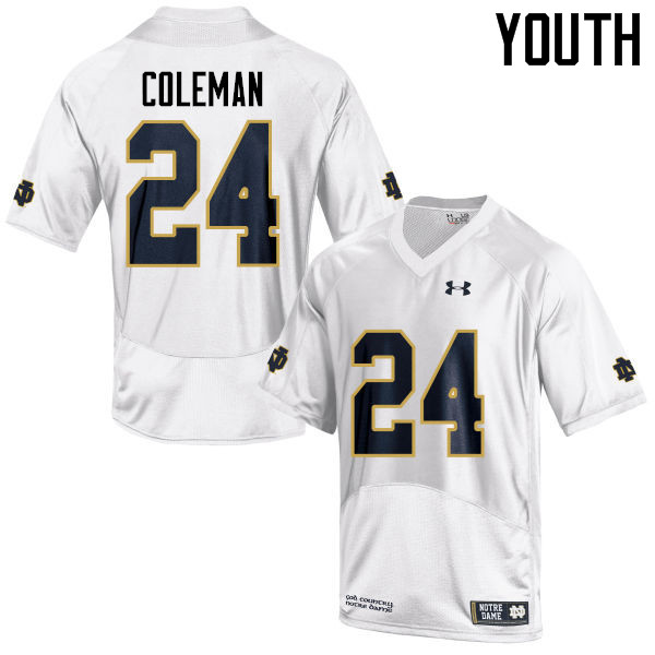 Youth #24 Nick Coleman Notre Dame Fighting Irish College Football Jerseys-White